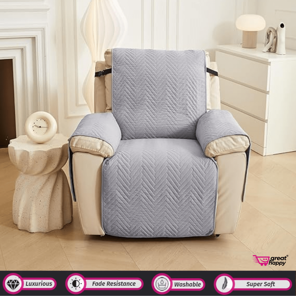 Quilted Sofa Cover Great Happy IN Sublime Grey 1 Seater 