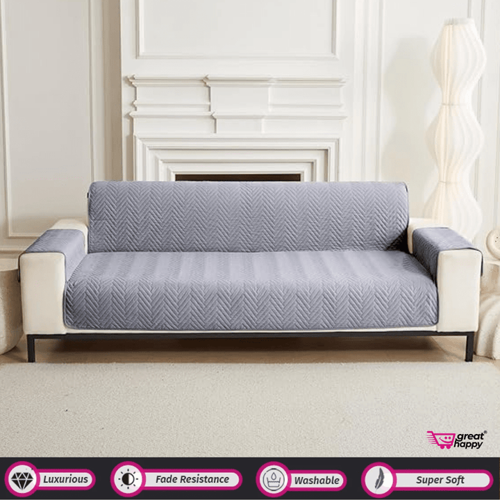 Quilted Sofa Cover Great Happy IN Sublime Grey 2 Seater 