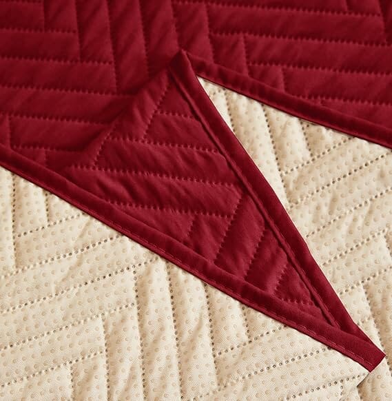 Sublime Maroon Quilted Sofa Cover Great Happy IN 