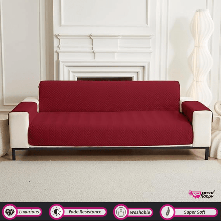 Quilted Sofa Cover Great Happy IN Sublime Maroon 2 Seater 