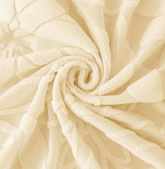 Beige Flower Pattern Jacquard Sofa Cover Great Happy IN 