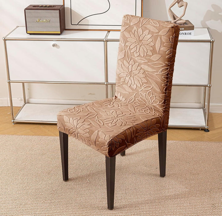 Camel Jacquard Chair Cover- Stretchable & Elastic Fitted Great Happy IN 