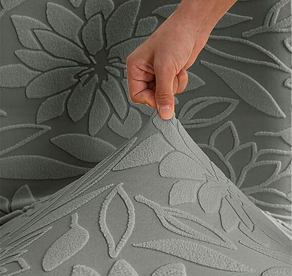 Dark Grey Jacquard Chair Cover- Stretchable & Elastic Fitted Great Happy IN 