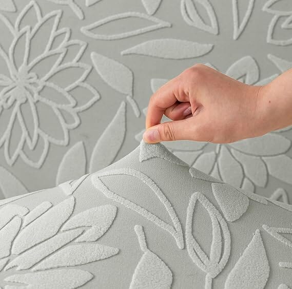 Light Grey Flower Pattern Jacquard Sofa Cover Great Happy IN 