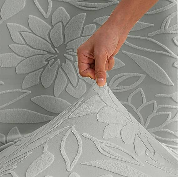 Light Grey Jacquard Chair Cover- Stretchable & Elastic Fitted Great Happy IN 