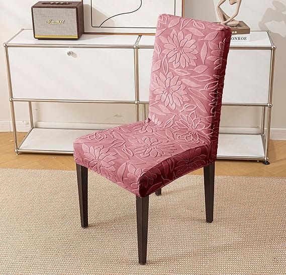 Maroon Jacquard Chair Cover - Stretchable & Elastic Fitted Great Happy IN 