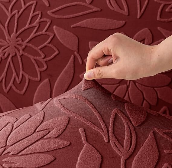 Maroon Flower Pattern Jacquard Sofa Cover Great Happy IN 