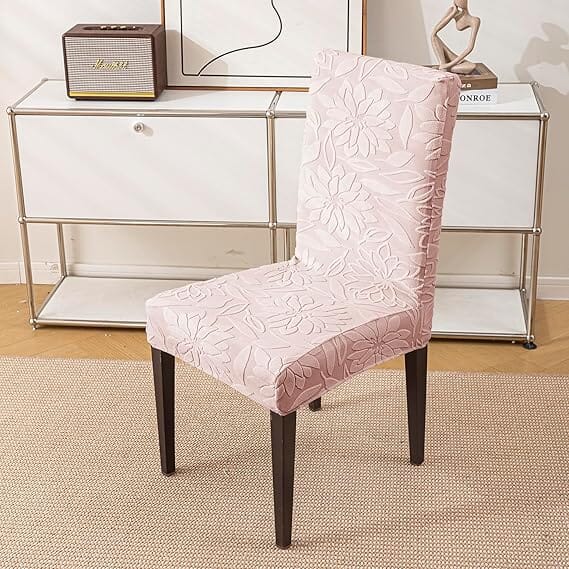 Pink Jacquard Chair Cover- Stretchable & Elastic Fitted Great Happy IN 
