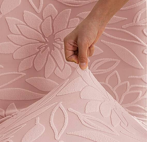 Pink Jacquard Chair Cover- Stretchable & Elastic Fitted Great Happy IN 