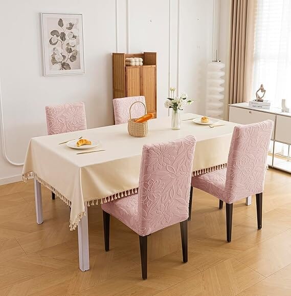 Jacquard Chair Cover- Stretchable & Elastic Fitted Great Happy IN Flower Pink 4 PCS - ₹1799 