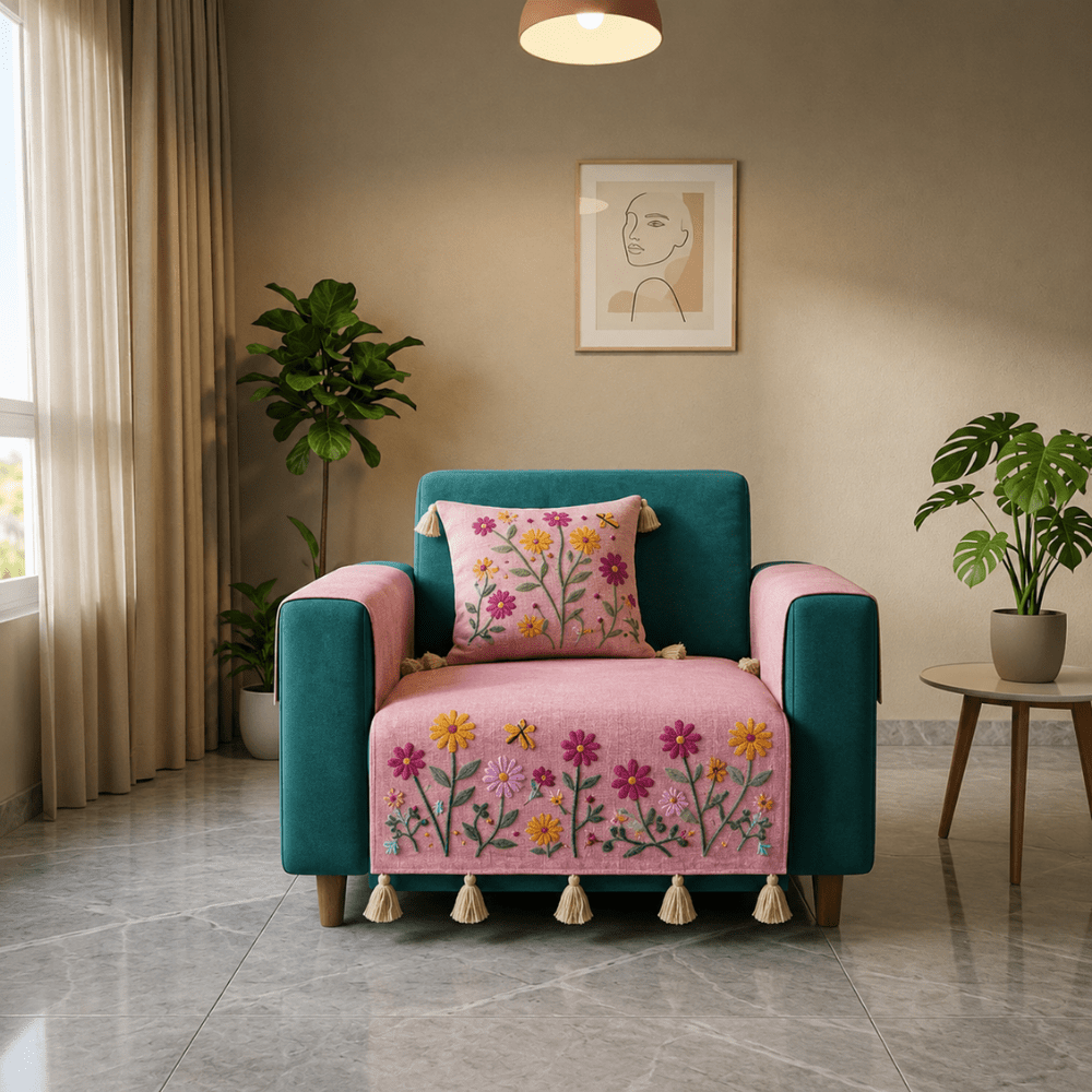 Jute Cotton Sofa Cover jute sofa cover Great Happy IN Rose Meadow 1 Seater 