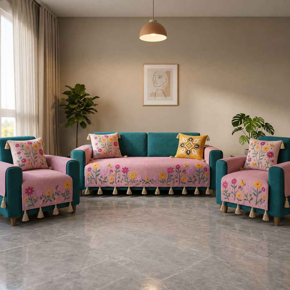 Jute Look Cotton Sofa Cover jute sofa cover Great Happy IN 
