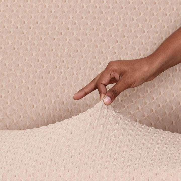 Beige Honeycomb Pattern Jacquard Sofa Cover Great Happy IN 