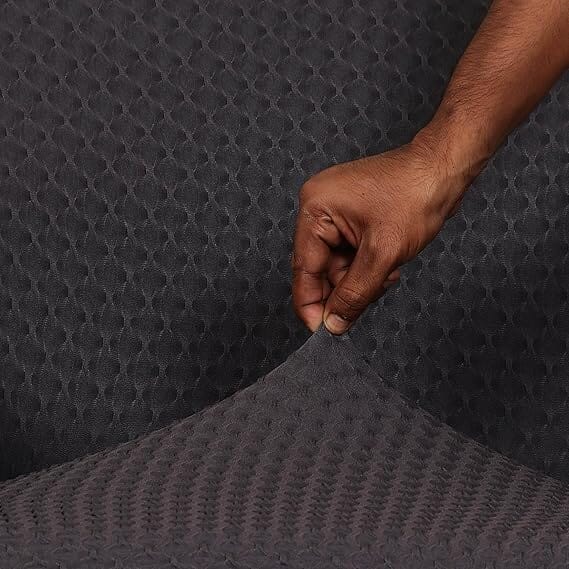 Charcoal Honeycomb Pattern Jacquard Sofa Cover Great Happy IN 