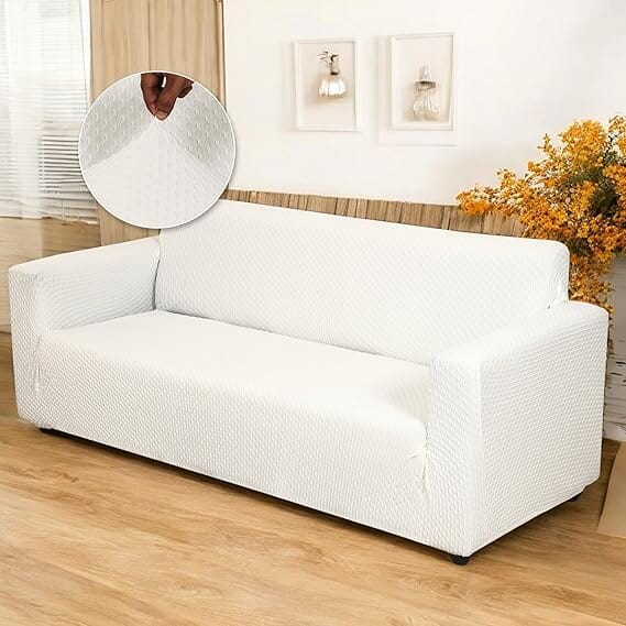 Cream Honeycomb Pattern Jacquard Sofa Cover Great Happy IN 