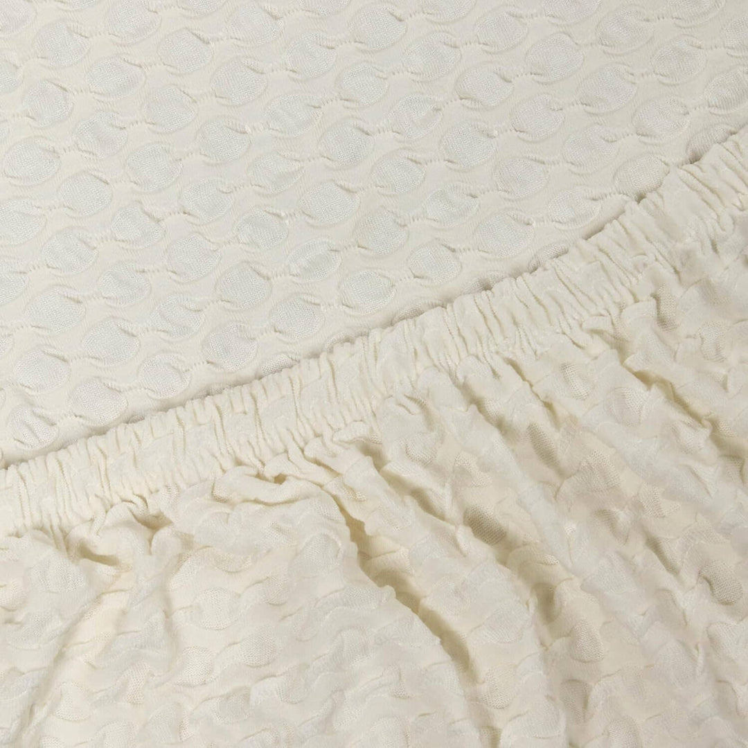 Cream Honeycomb Pattern Jacquard Sofa Cover Great Happy IN 