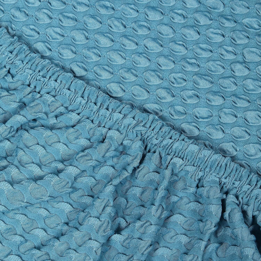 Light Blue Honeycomb Pattern Jacquard Sofa Cover Great Happy IN 