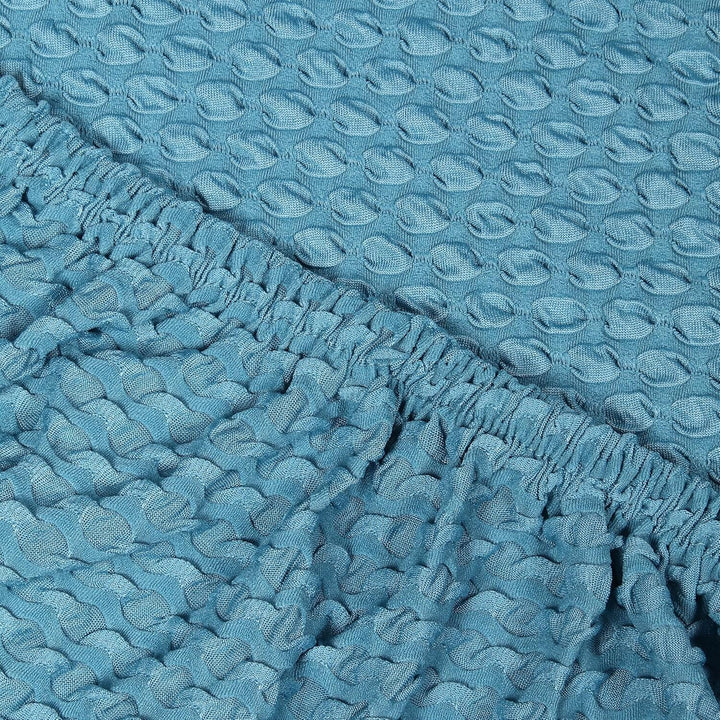 Light Blue Honeycomb Pattern Jacquard Sofa Cover Great Happy IN 