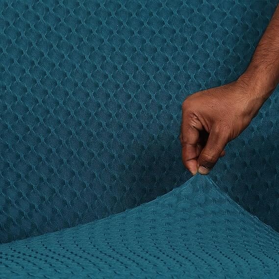Teal Honeycomb Pattern Jacquard Sofa Cover Great Happy IN 
