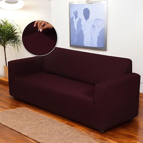 Wine Honeycomb Pattern Jacquard Sofa Cover Great Happy IN 