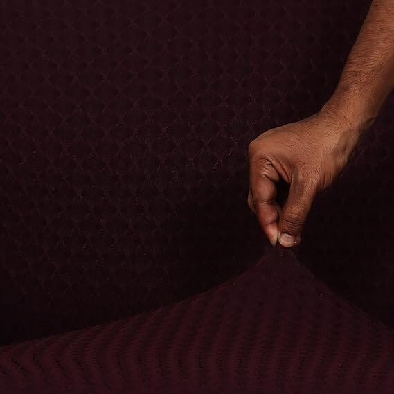 Wine Honeycomb Pattern Jacquard Sofa Cover Great Happy IN 