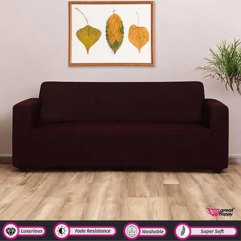 Honeycomb Pattern Jacquard Sofa Cover Great Happy IN Wine 2 Seater 