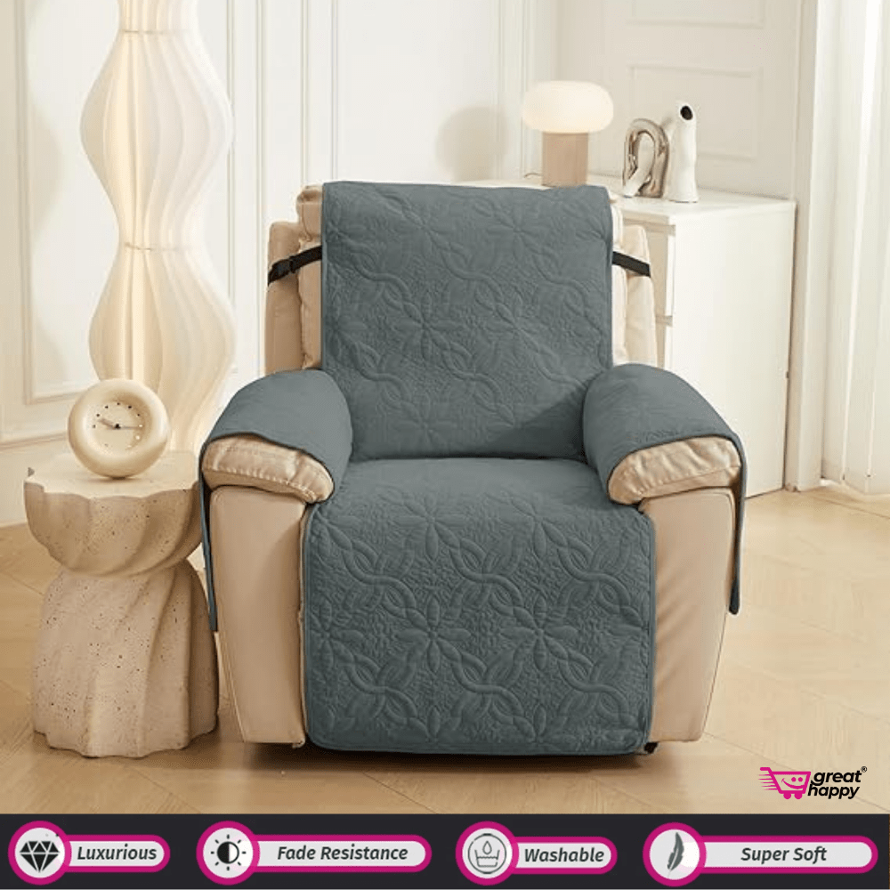 Quilted Sofa Cover Great Happy IN Aura Grey 1 Seater 