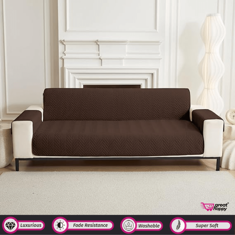 Quilted Sofa Cover Great Happy IN Sublime Brown 2 Seater 
