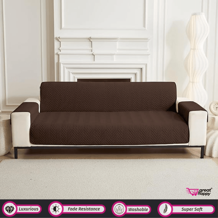 Quilted Sofa Cover Great Happy IN Sublime Brown 2 Seater 