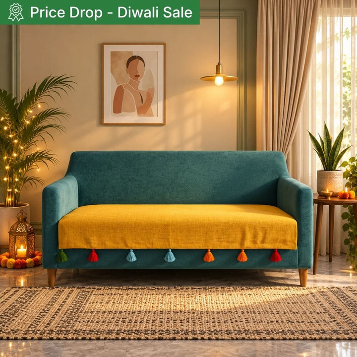 Premium Jute Look Cotton Sofa Cover jute sofa cover Great Happy IN Sadhaa 3 Seater 