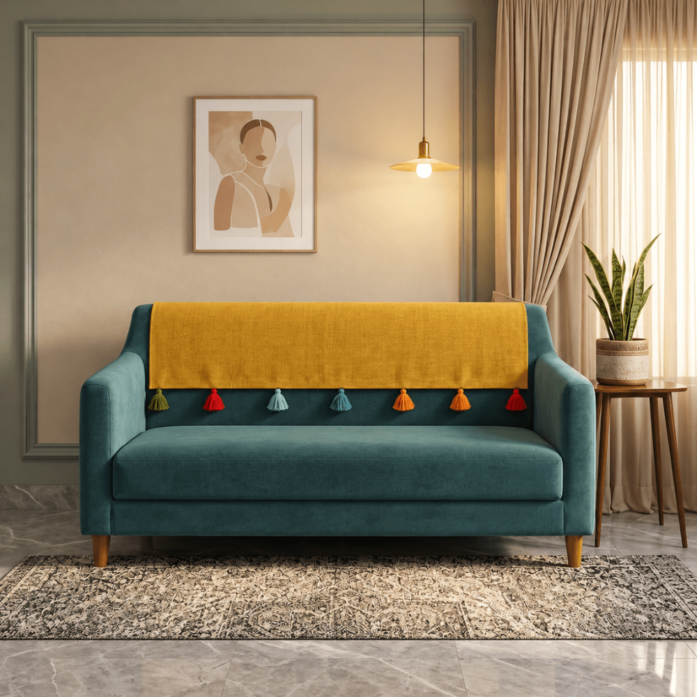 Jute Look Cotton Sofa Back Rest Cover jute sofa cover Great Happy IN Sadhaa 3 Seater 