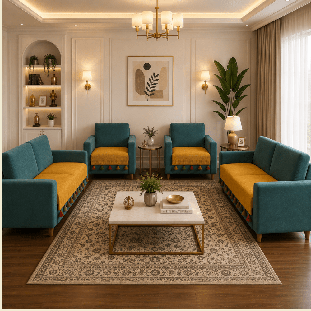 Jute Cotton Sofa Cover jute sofa cover Great Happy IN Sadhaa 2+1+1+2 Seater 