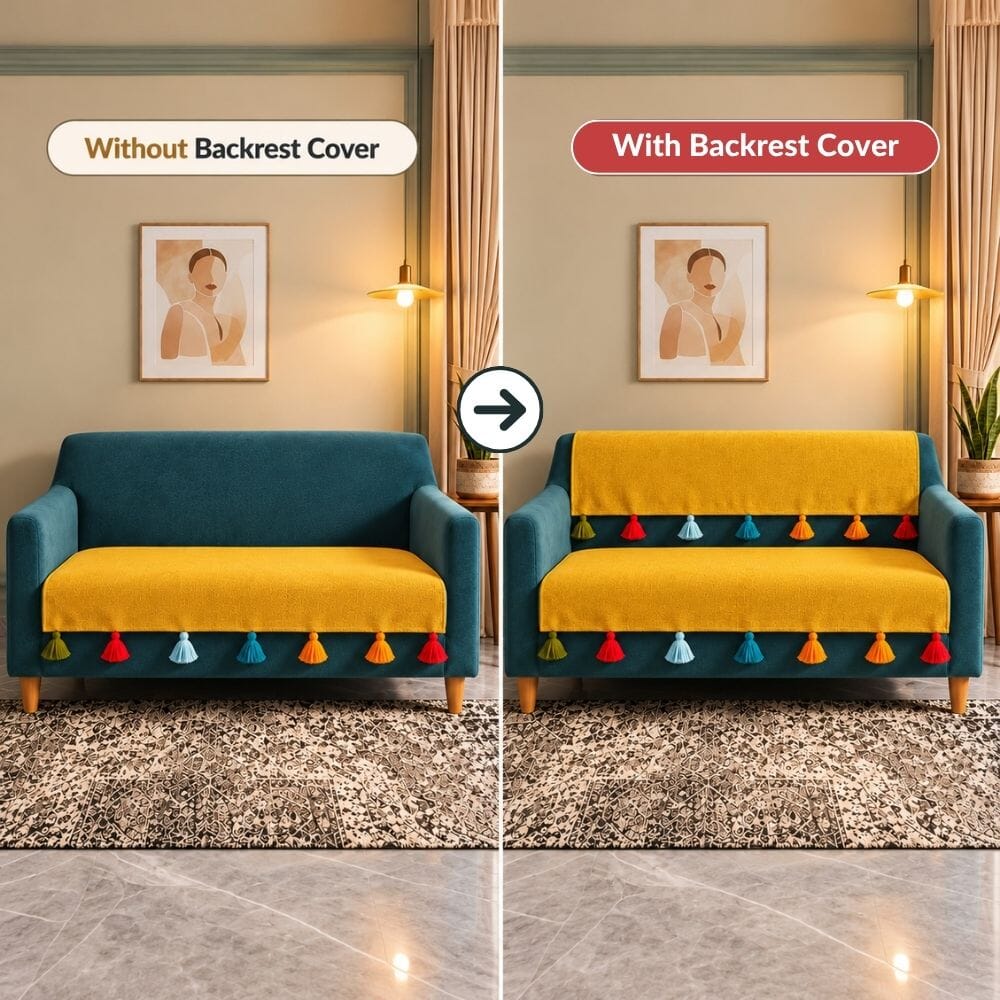 Jute Look Cotton Sofa Back Rest Cover jute sofa cover Great Happy IN 