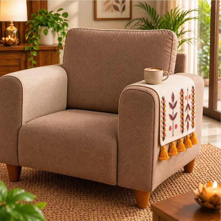 Sage Ivory Jute Look Cotton Sofa Cover jute sofa cover Great Happy IN Hand Rest Cover - 2 PCS 
