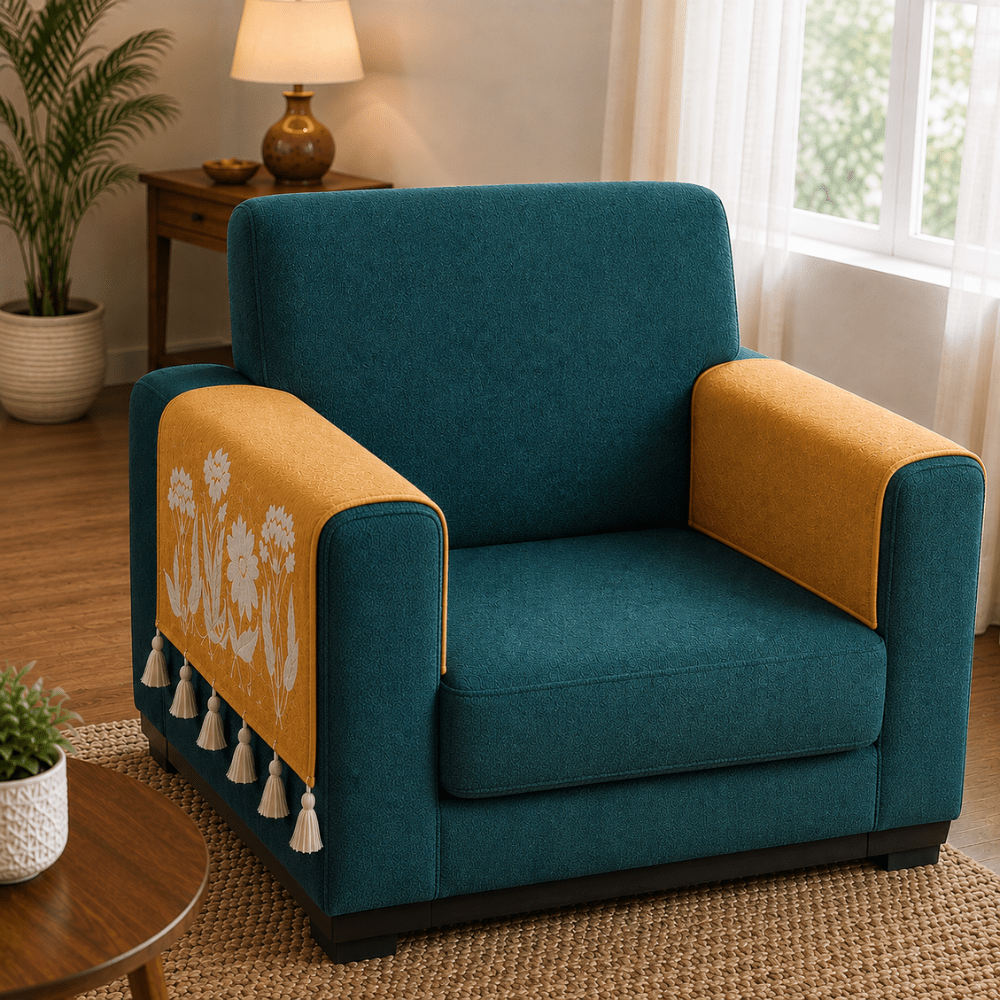 Jute Cotton Sofa Cover jute sofa cover Great Happy IN Sarson Hand Rest Cover - 2 PCS 