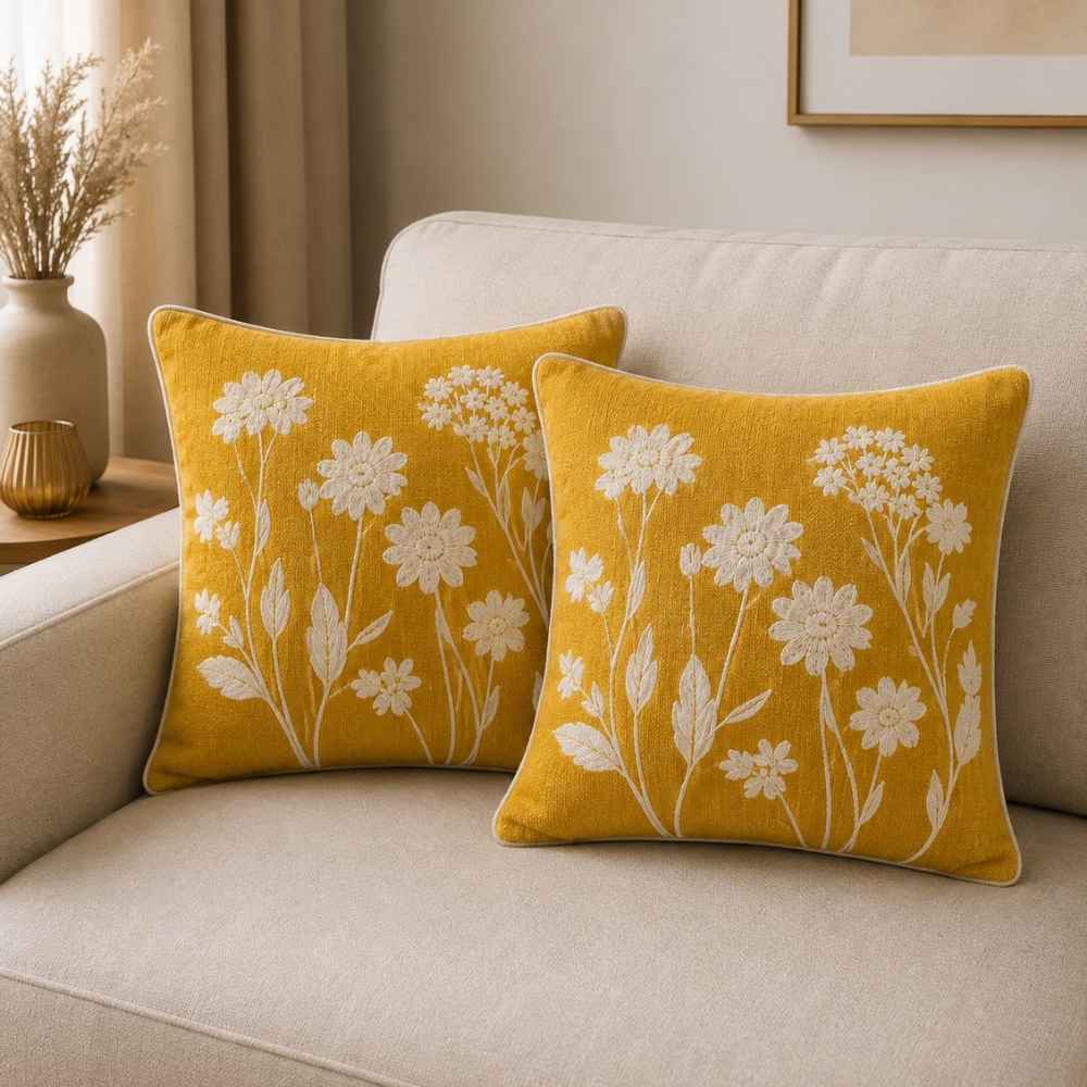 Sarson Jute Cotton Sofa Cover jute sofa cover Great Happy IN Matching Cushion Cover - 2 PCS 