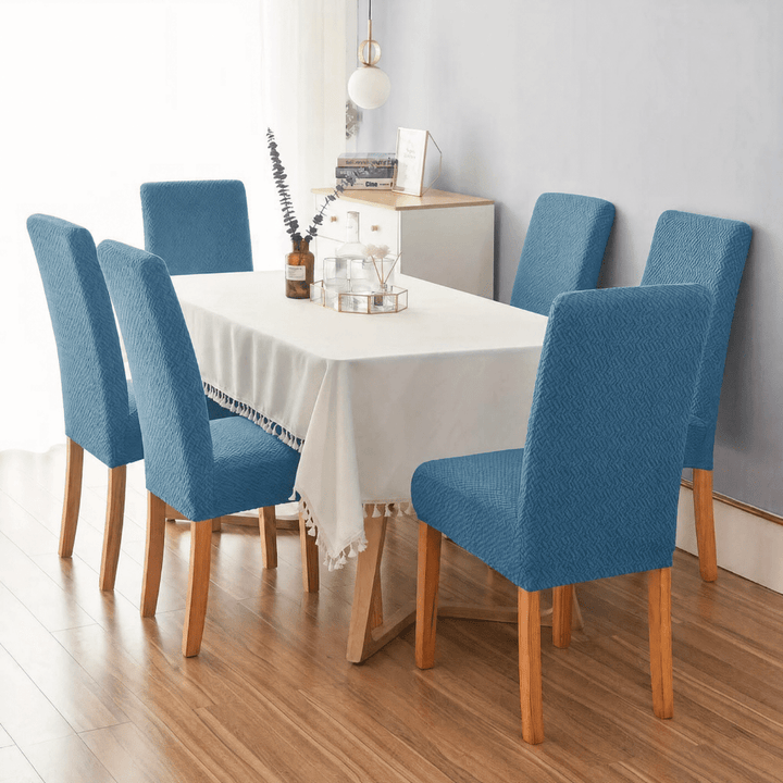 Polar Fleece Premium Chair Cover - Stretchable & Elastic Fitted Great Happy IN Polar Fleece Sky Blue Pack of 4 