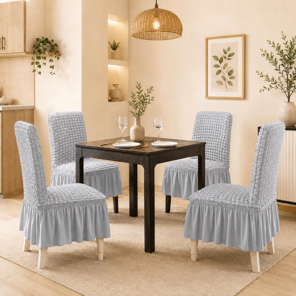 Smoke Bubble Frill Chair Cover- Stretchable & Elastic Fitted