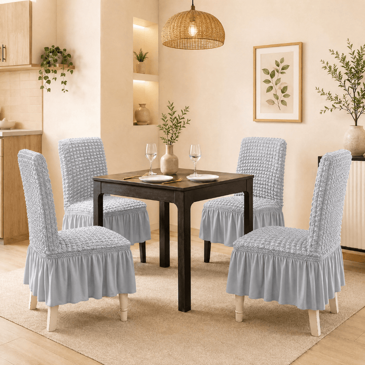 Smoke Bubble Frill Chair Cover- Stretchable & Elastic Fitted