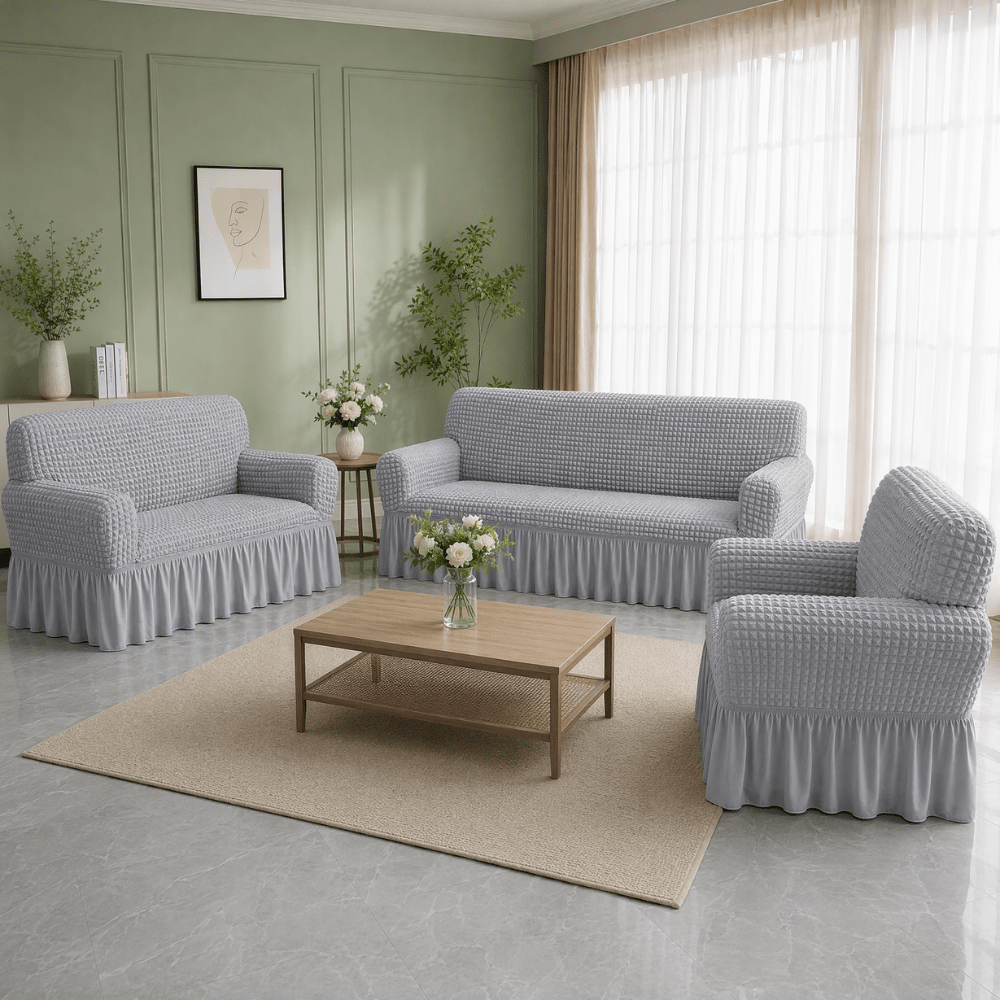 Bubble Frill Sofa Cover bubble frill sofa cover Great Happy IN Smoke Bubblefrill 3+2+1 Seater 