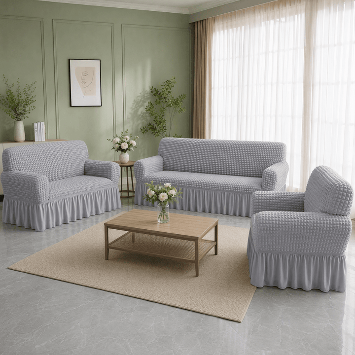 Bubble Frill Sofa Cover bubble frill sofa cover Great Happy IN Smoke Bubblefrill 3+2+1 Seater 