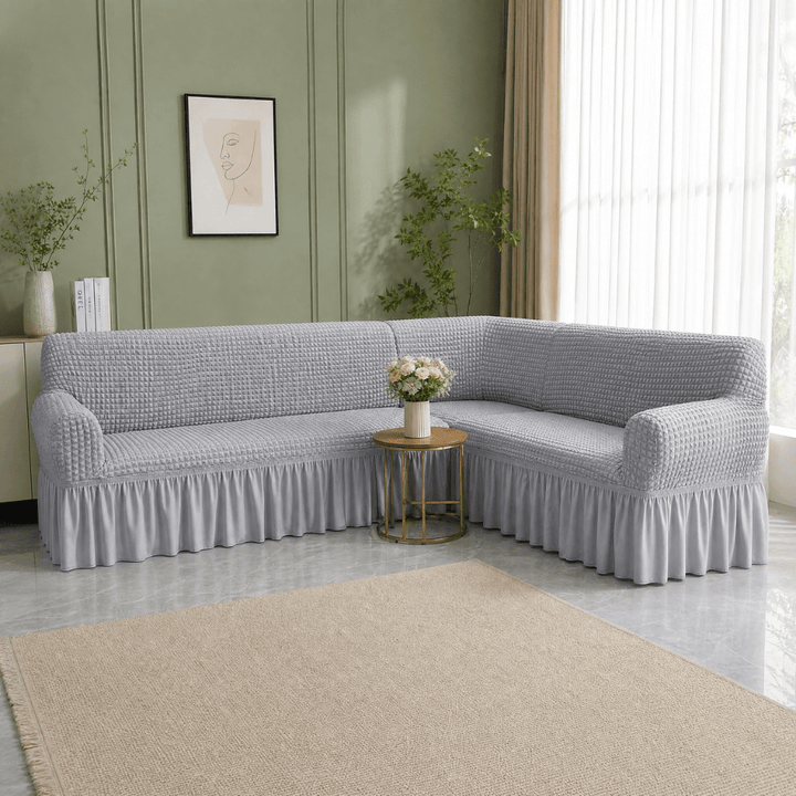 Bubble Frill Sofa Cover bubble frill sofa cover Great Happy IN Smoke Bubblefrill 3+2(L SHAPE) 