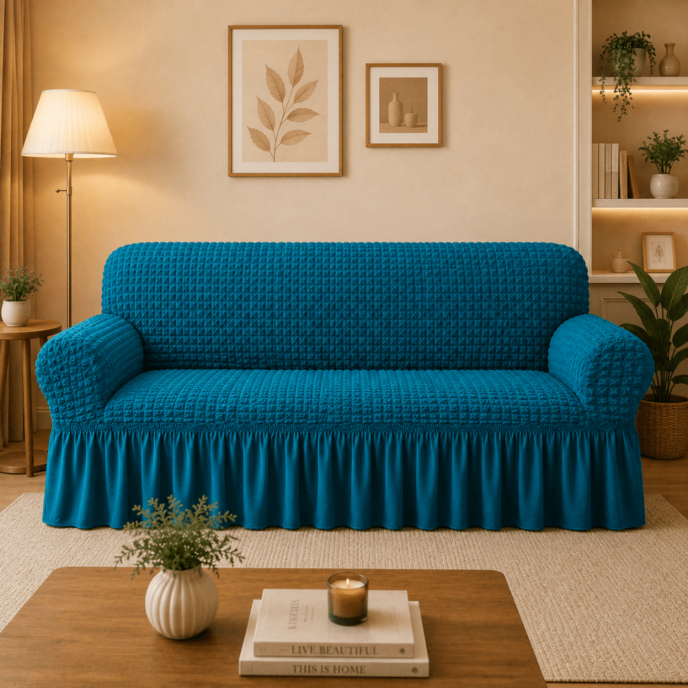Bubble Frill Sofa Cover bubble frill sofa cover Great Happy IN Teal Bubblefrill 3 Seater 