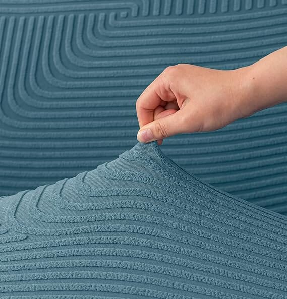 Blue Geometric Line Pattern Jacquard Sofa Cover Great Happy IN 