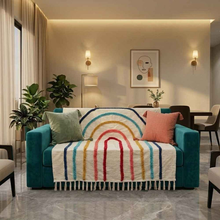 Jute Cotton Sofa Throw throw sofa cover Great Happy IN Happy Arches 1 Seater 