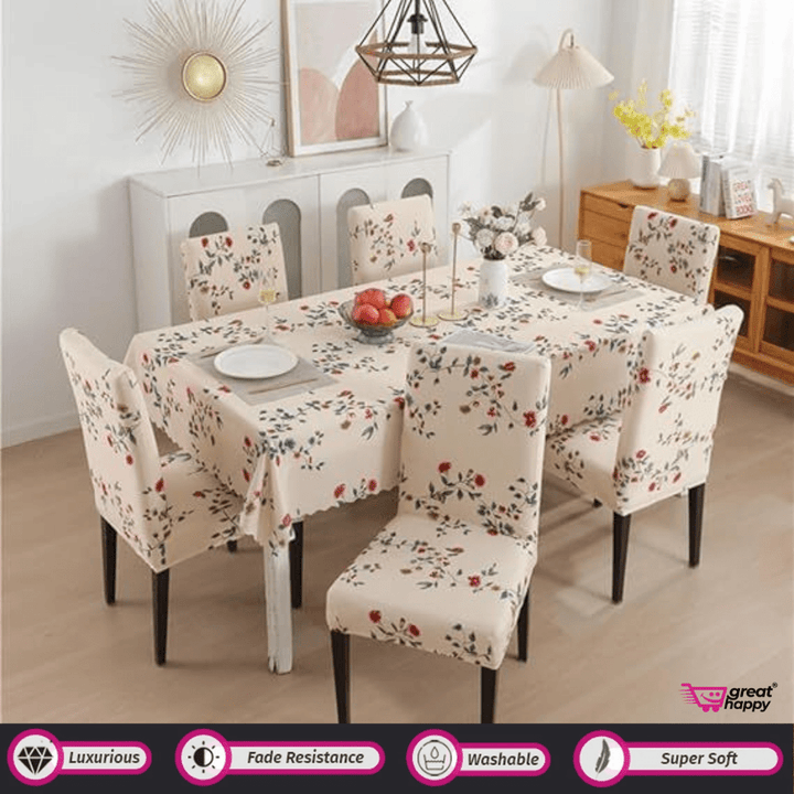Premium Chair Cover - Stretchable & Elastic Fitted Great Happy IN Beige Tulip 4 PCS - ₹1299 