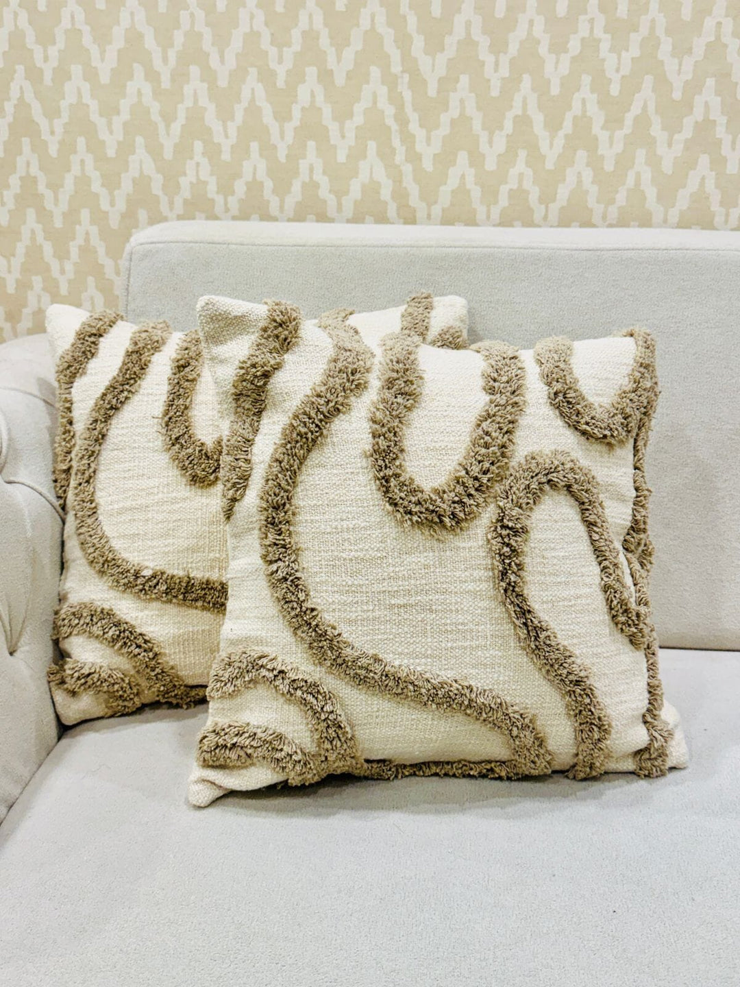 Cream Decorative Tufted Cushion Cover Great Happy IN 2 Cushion Cover 