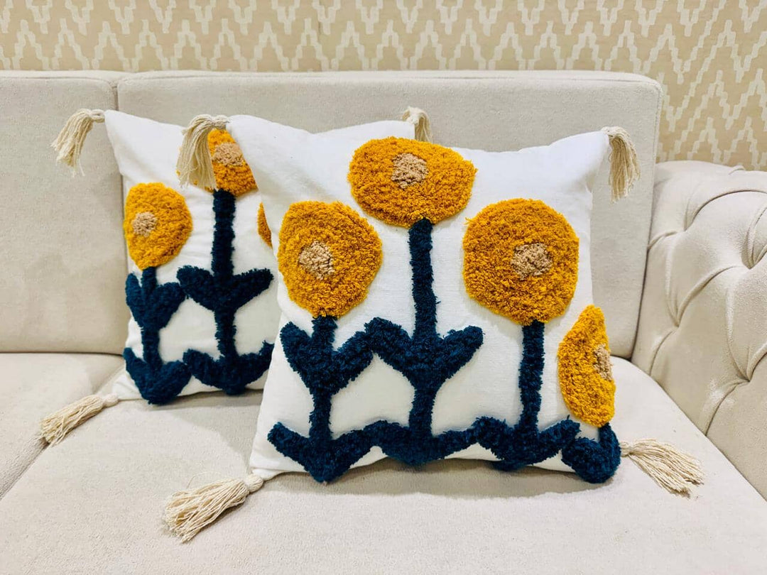 Blooming Sunflower Tufted Cushion Cover Great Happy IN 2 Cushion Cover 
