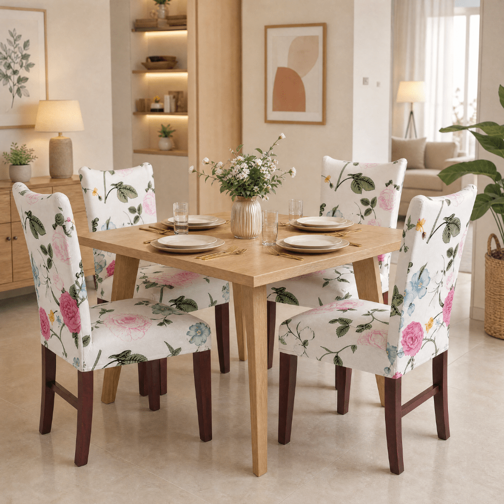 White Pastel Premium Chair Cover - Stretchable & Elastic Fitted Great Happy IN 2 PCS - ₹799 