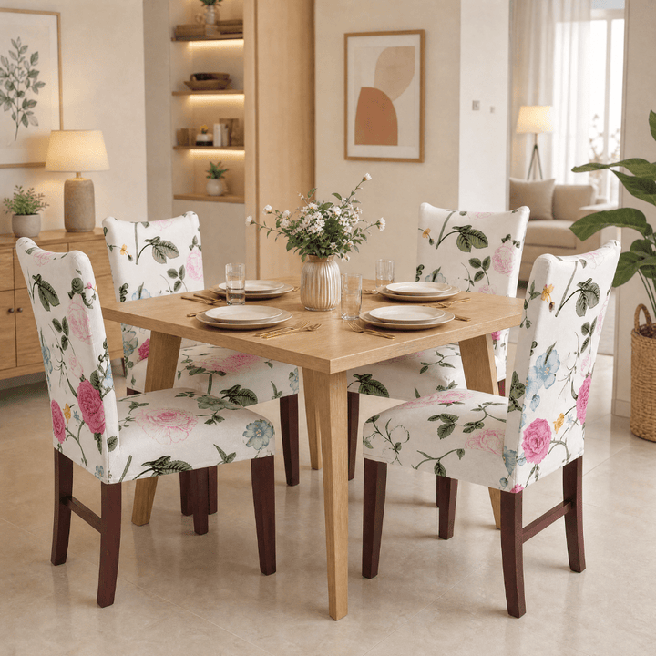 White Pastel Premium Chair Cover - Stretchable & Elastic Fitted Great Happy IN 2 PCS - ₹799 